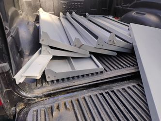 Eight heavy steel shelves