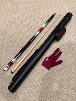 Pool Billiard Cue and Hard Case and Glove
