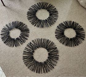 4Pc. Black Metal Sunburst Wall Decor