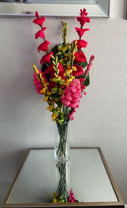 Tropical Floral Arrangement With Vase