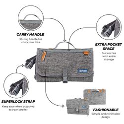 YazzyBoa Portable Diaper Changing Pad, Travel Changing Mat - Grey