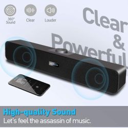 Computer Speakers, Wired USB Mini Sound Bar Speaker for PC Tablets Laptop MP3 Mac Air/Pro (USB-C to USB Adapter Included)