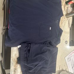 FIGS Technical Scrub Set XXLarge Navy Blue Top & Jogger Bottoms
