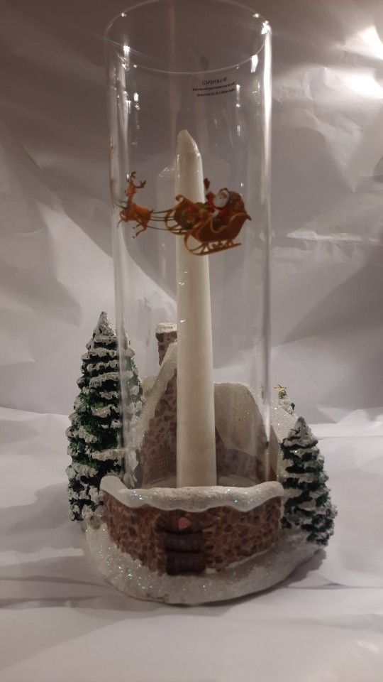 2005 Thomas Kinkade Teleflora Memories of Christmas Candle Holder Santa Globe