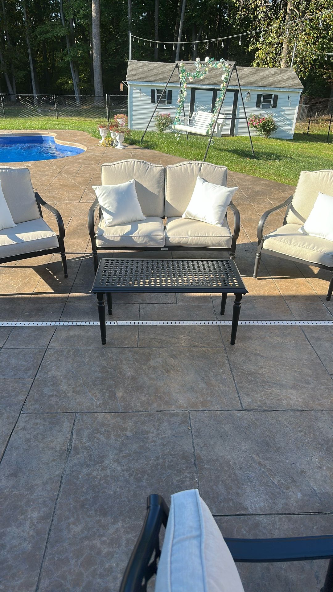 Chair Set With Table And Weather Proof Pillows