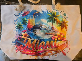 Miami Graphic Canvas Tote Bag