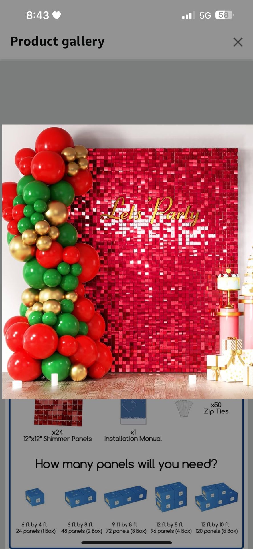 Red Shimmer Wall Backdrop, 24PCS Square Sequin Shimmer Backdrop Panel, Photo Backdrops for Birthday, Anniversary, Wedding, Graduation & Bachelorette P