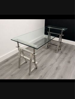 Glass top desk with chrome base
