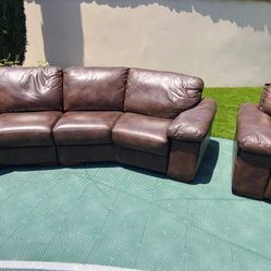 Basset "Elway" Leather Sectional & Armchair