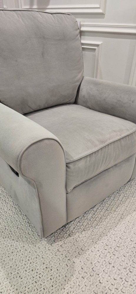POTTERY BARN grey Rocking Chair Velvet Reclining Swivel