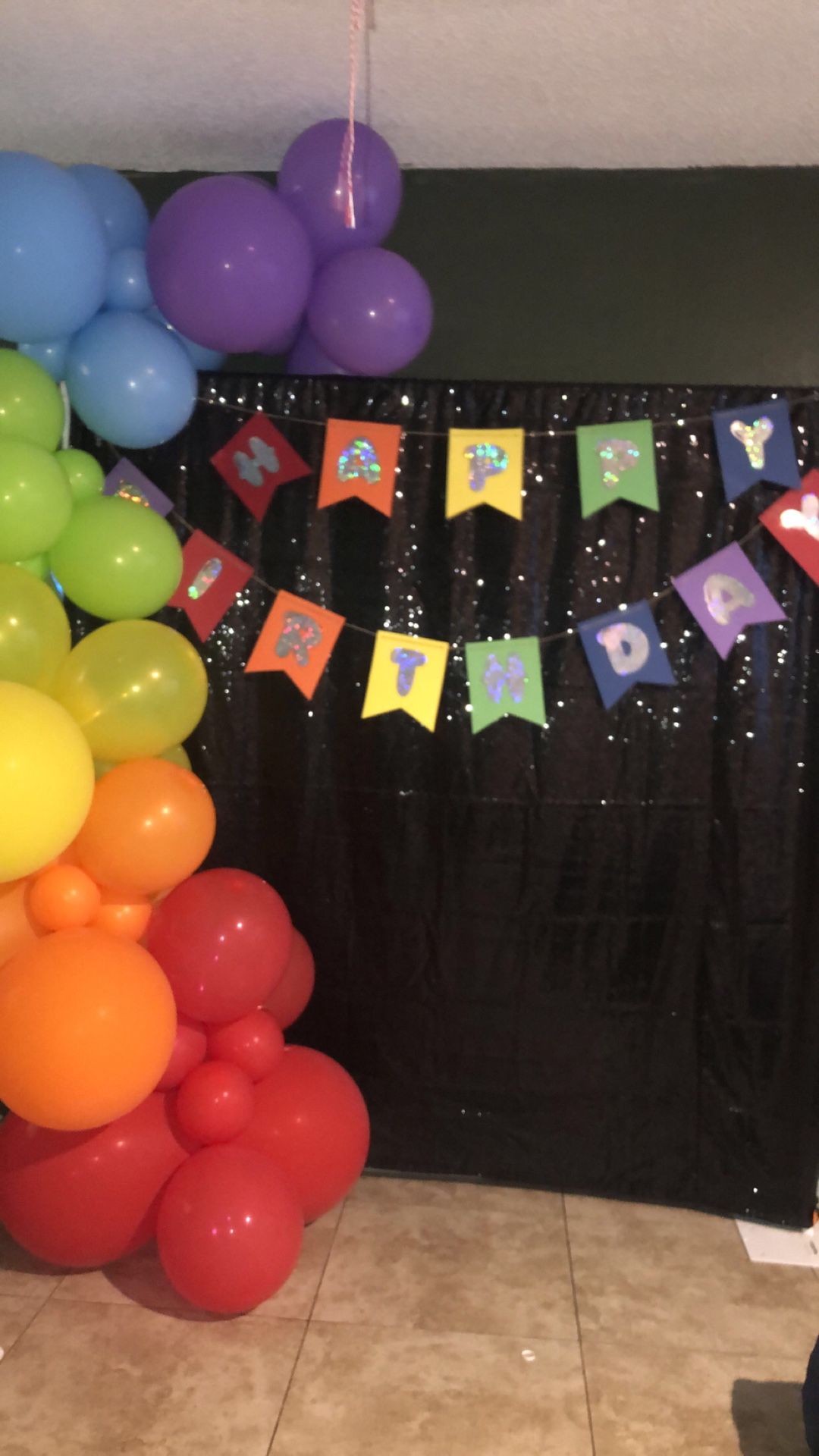 FREE rainbow Balloons And Happy Birthday Banner (no Back Drop)
