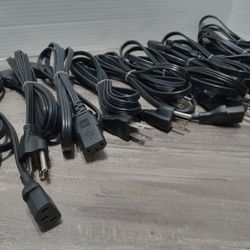 Lot of 10 AC Power Cords 3 Prong For Computers Printers Monitors TVs Ect...