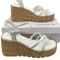 Madden Girl Volt strappy white wedge platform sandals women’s Size 8.5M