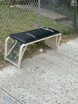 Vintage Heavy Shoe Store Mirrored Shoe Fitting Bench Stool