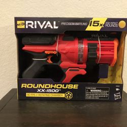 New Nerf Rival Roundhouse XX-1500 Red Blaster With 15 Nerf Rounds  Rotating Chaber