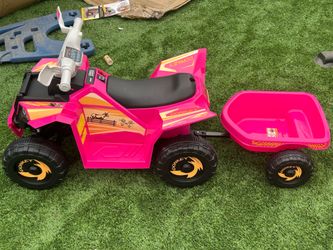 TOBBI 6V Electric Kids Ride On Toy Car with Trailer, Music/Battery Volume Display for Children Age 3-6 -Rose Red