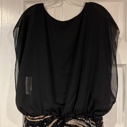New Dress Barn Black, Silver And Gold Cocktail Dress Size 14