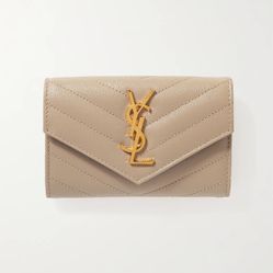 YSL Luxury Beige Wallet - Monogramme Envelope quilted textured-leather wallet