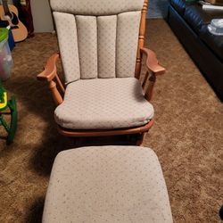 Oak Glider Rocker with Ottoman 