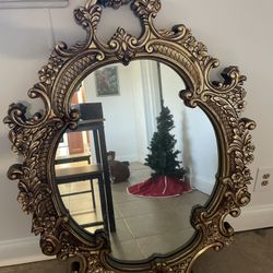 Large Mirror Gold French Gothic Baroque Vintage 