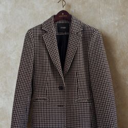 Maje Houndstooth Tailored Blazer | Black & Cream | Parisian Chic