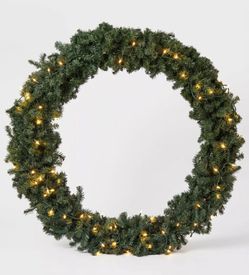 Huge Pre-Lit Artificial Christmas Wreath 4 ft