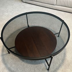 Article Vitri 36.5"Glass + Walnut Coffee Table - like new (MOVING SALE)