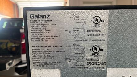Galanz 1.7 Cu Ft Mini Refrigerator GL17BK