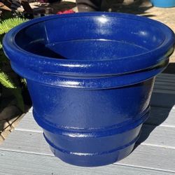 Blue Plastic Pot: 22”W x 16”H