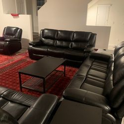 New Reclining Couch / Love Seat.  Black Or Red Leaving.  85x38x38H; 61x38x38H.  Free Delivery!