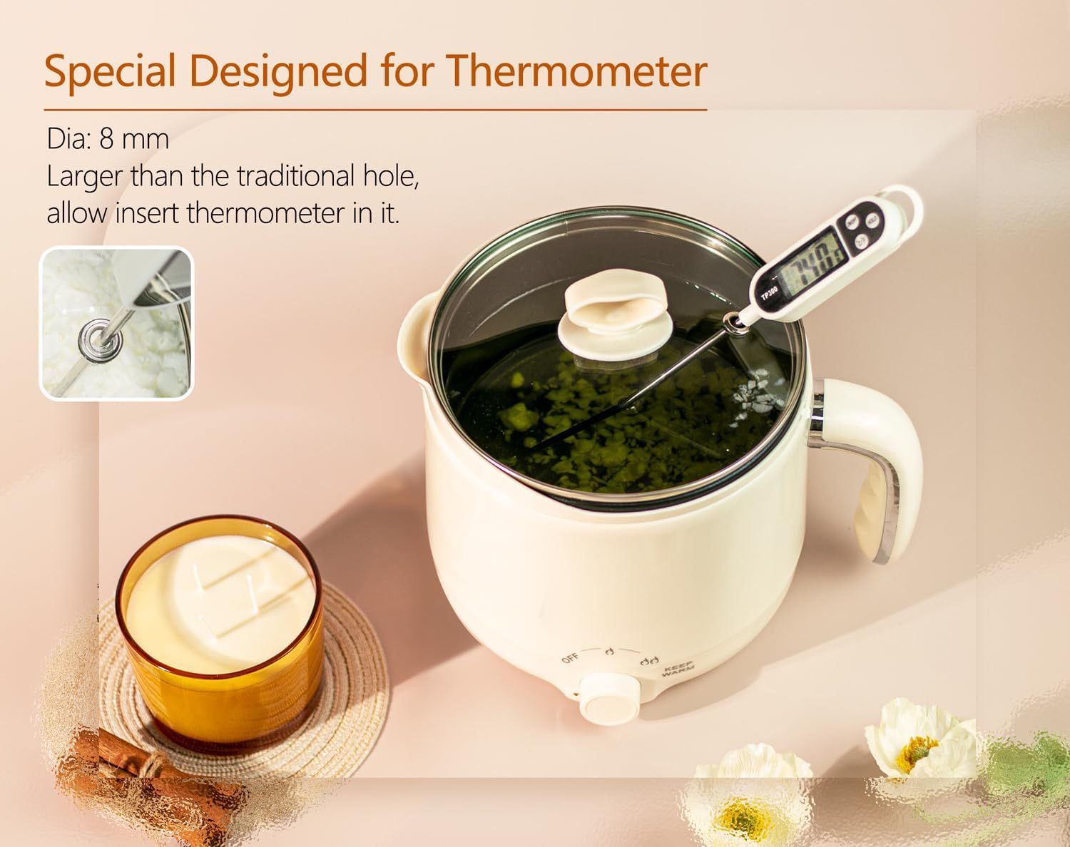 Aroparc Electric Wax Melting Pot 1.8L/60oz Melter Candle Soap Making Pouring Non Stick Keep Warm
