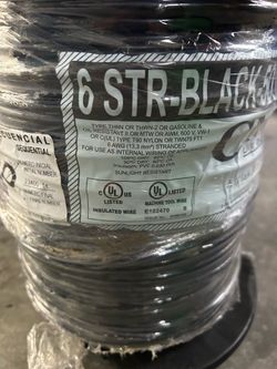 THHN #6 AWG 500’ Black copper wire