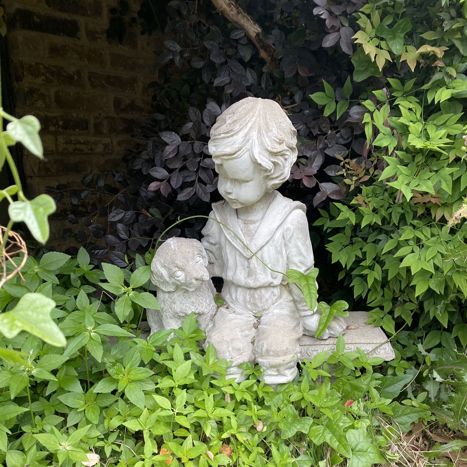 Garden Statue Boy And Dog On A Bench for Sale in Grand Prairie, TX