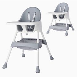 KESAIH High Chair, Height Adjustable High Chairs for Babies and Toddler with Easy-Clean Pu Cushion, Removable Tray, Adjustable Feet, 5 Point Safety Ha