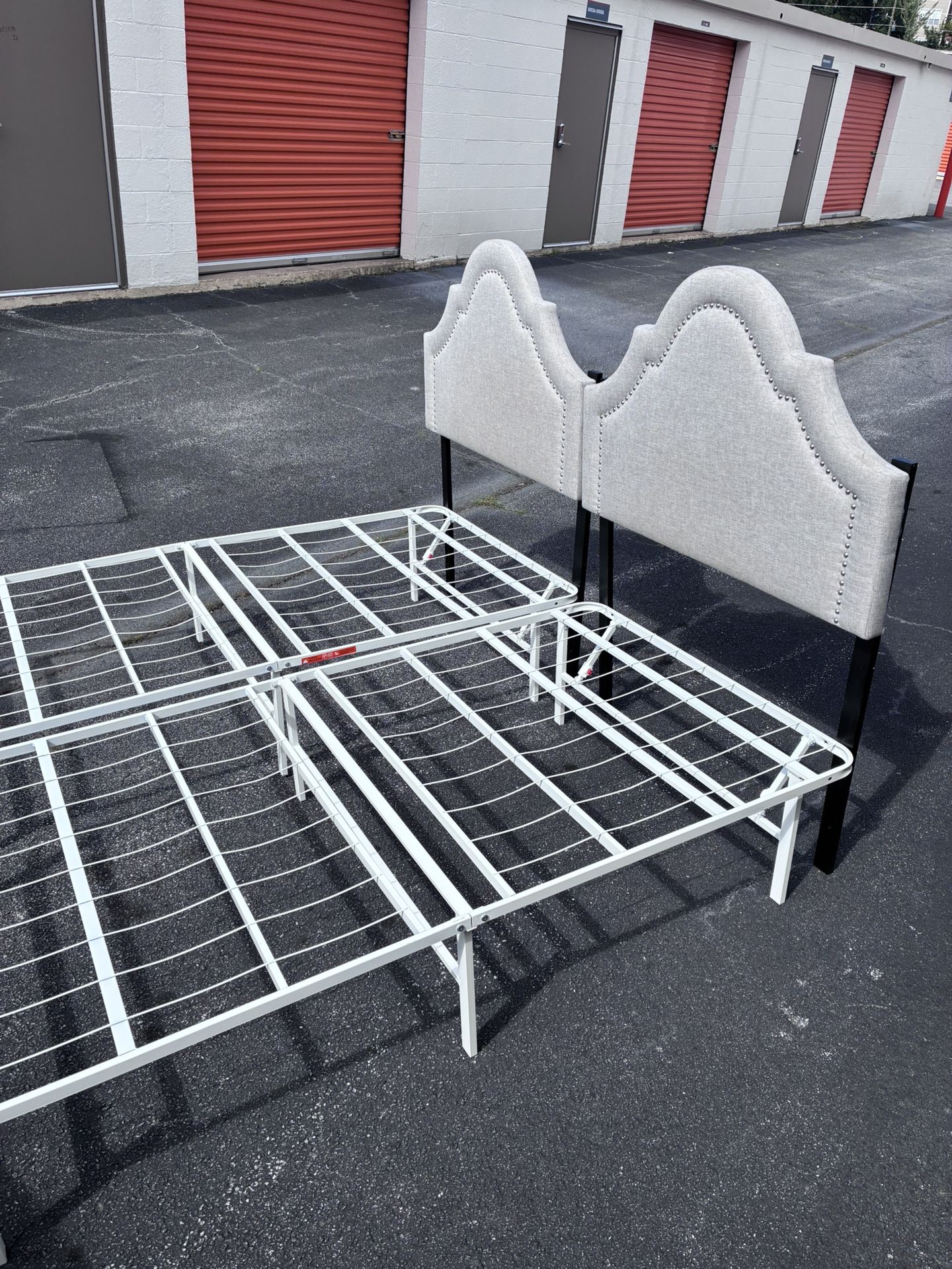 2 Twin Beds (foldable Box Spring And Headboard)