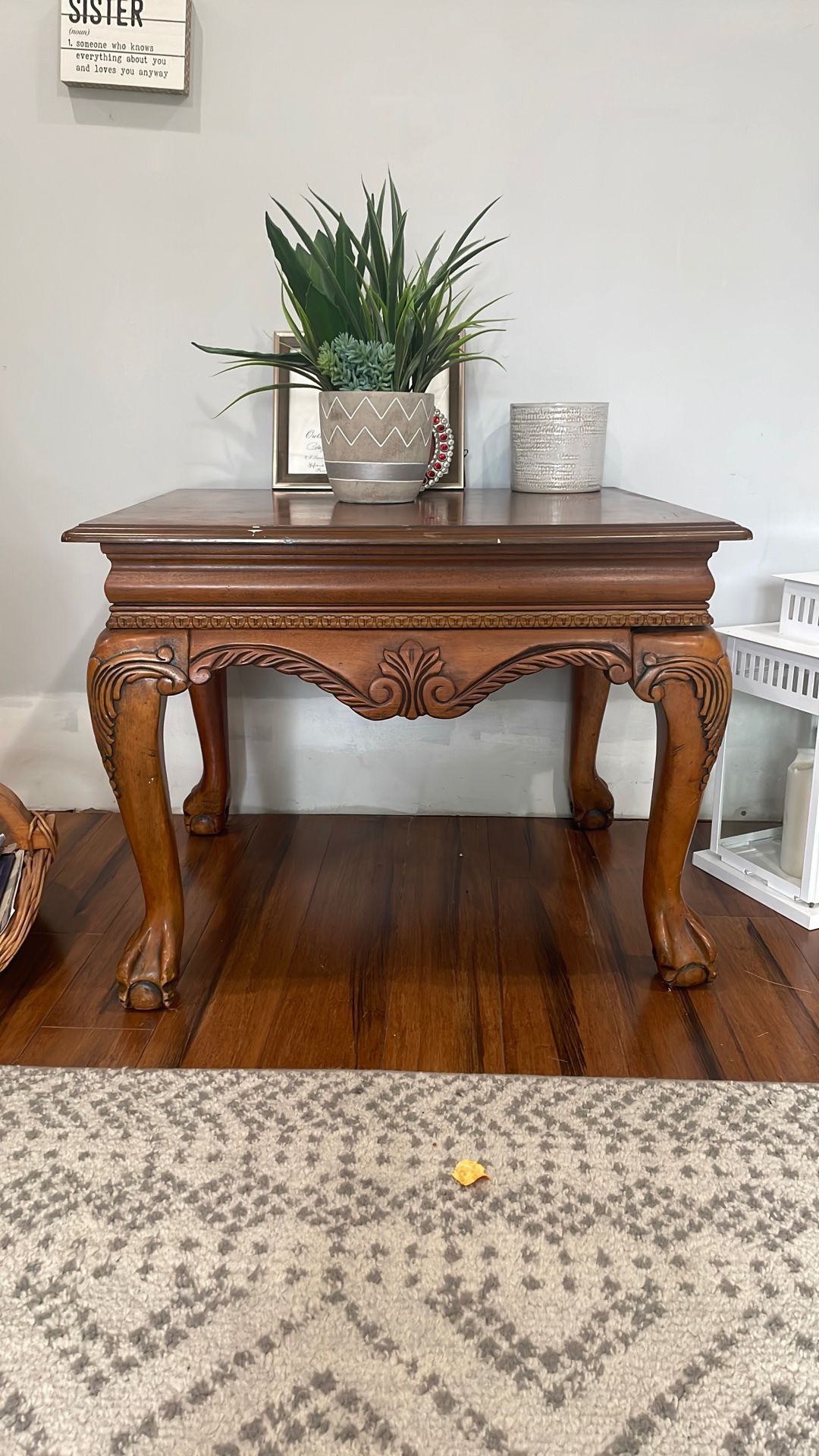 Antique Chippendale Style Ball and Claw Side Table