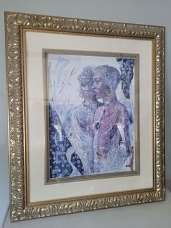 "We are Sisters, framed and matted in gold frame size 33"×39" frame