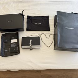 YSL Saint Laurent Kate Monogram Silver Tassel Chain Bag
