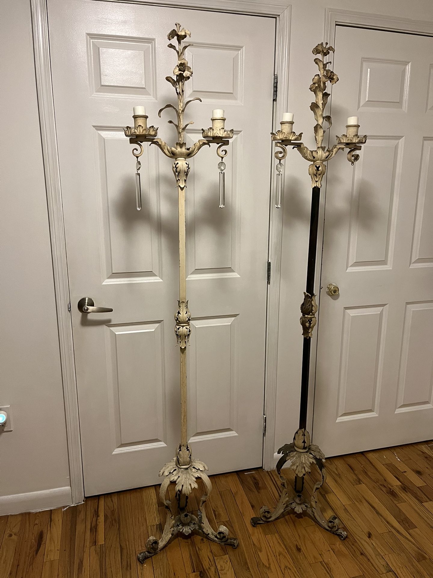 Pair Of 19th Century Candelabra French Iron Lamps