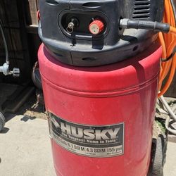 Upright Air Compressor With Hose And Gauge