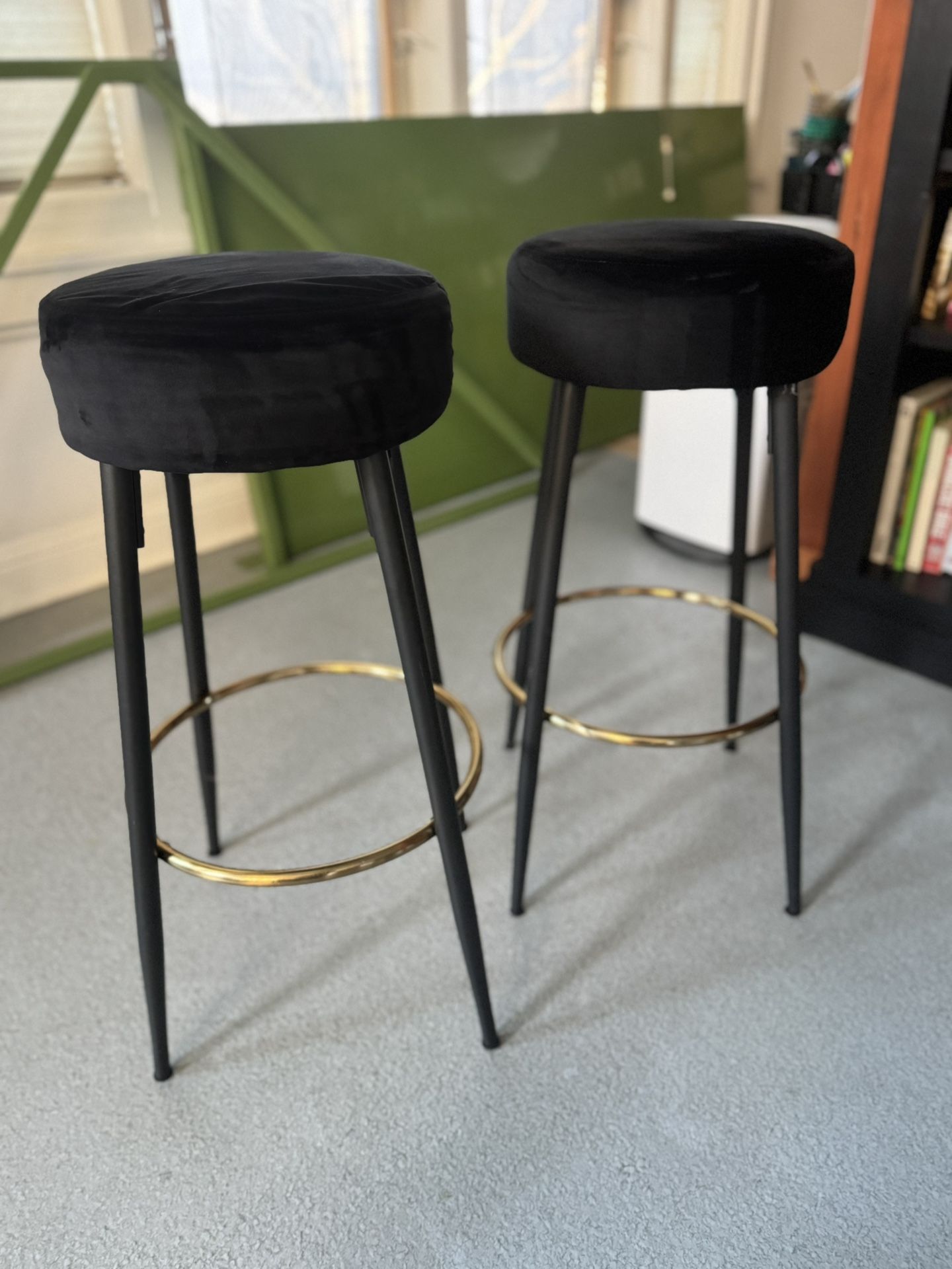 Black Velvet Bar Chairs