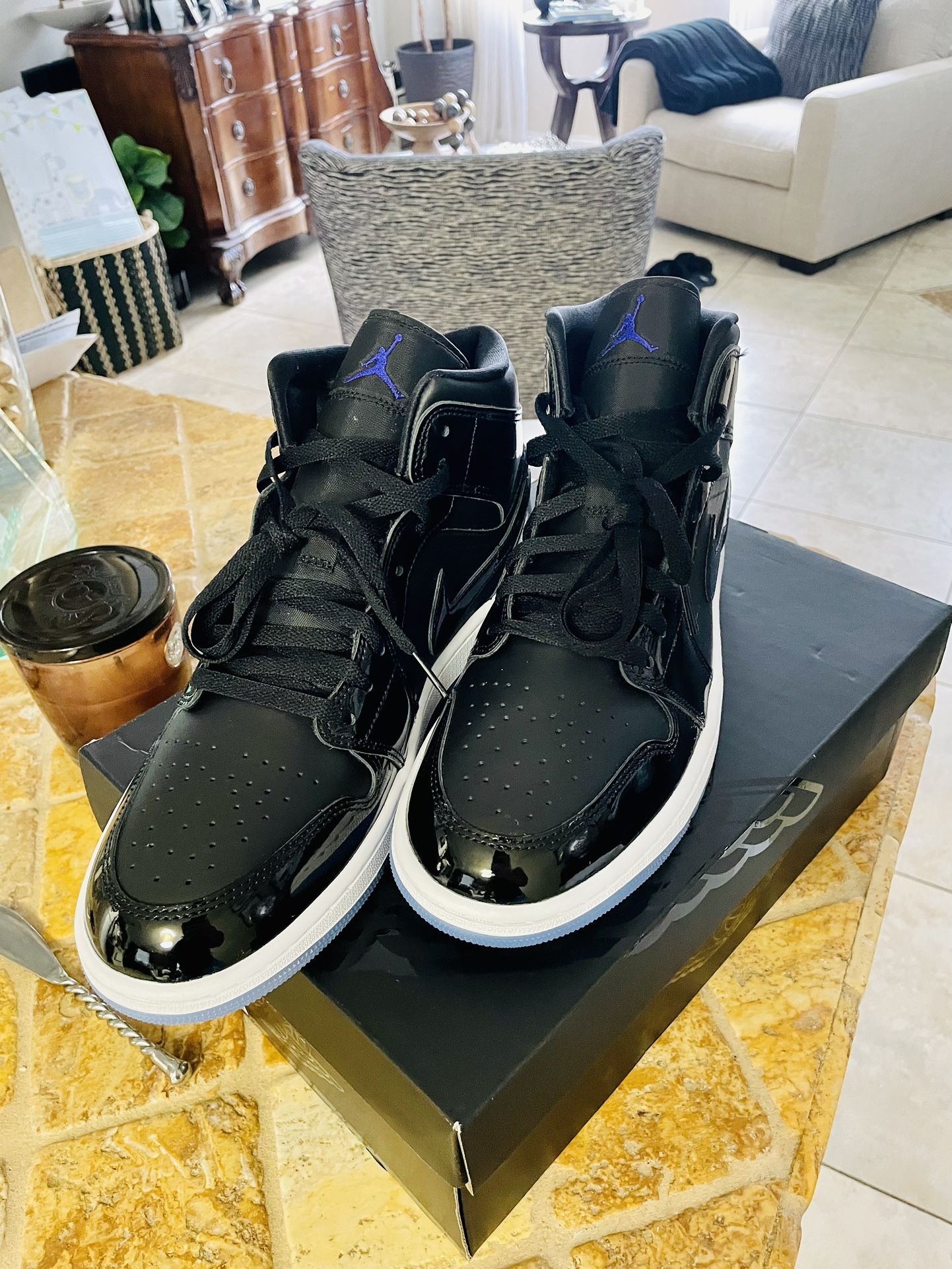 Size 11 Retro Jordan 1 Patent Leather Space Jams