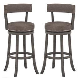 Set Of 2 360 Swivel Counter height Bar Stools With Nailhead Trim