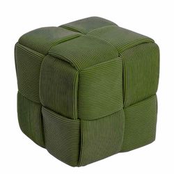 Cmishe Ottoman Foot Rest Soft and Comfortable Ottoman Square Corduroy Woven Design Sofa Stool (Green)