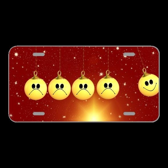 License Plate Novelty Car Front brown emoticon balls illustration