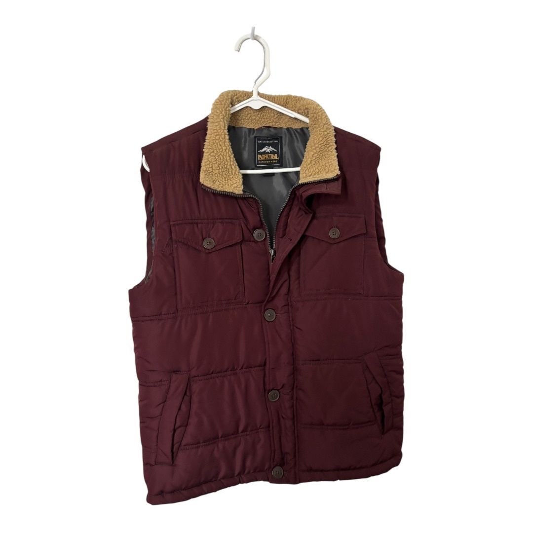 🧥 Pacific Trail Men’s Heavy-Weight Puffer Vest – Deep Garnet with Sherpa Collar (Size M, NWOT)