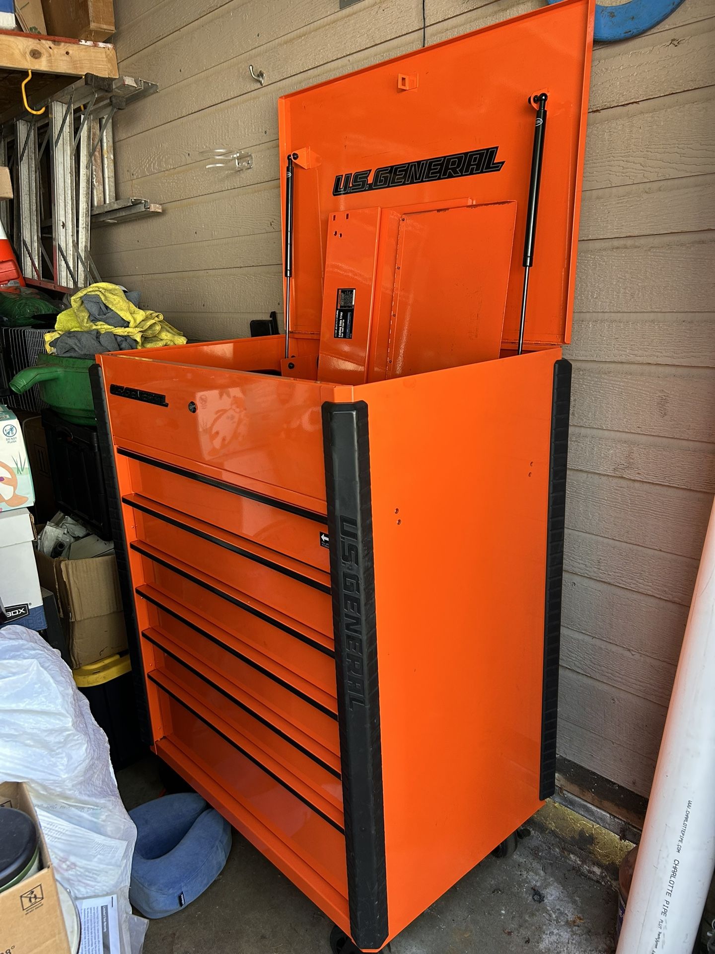 U.S. GENERAL 34 in. x 23 in., 6-Drawer Full-Bank Service Cart, Orange
