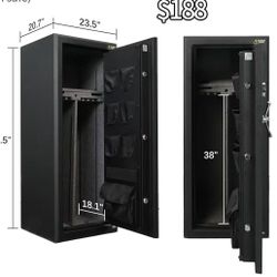 😀 Fireproof Gun Safe - Biometric Gun Safe for Rifles and Pistols Fire Proof Large Rifle Safe Long Gun Cabinet for Shotguns with Digital Keypad