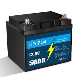 12V 50Ah LiFePO4 Deep Cycle Lithium Battery for RV Marine Off-Grid Solar System