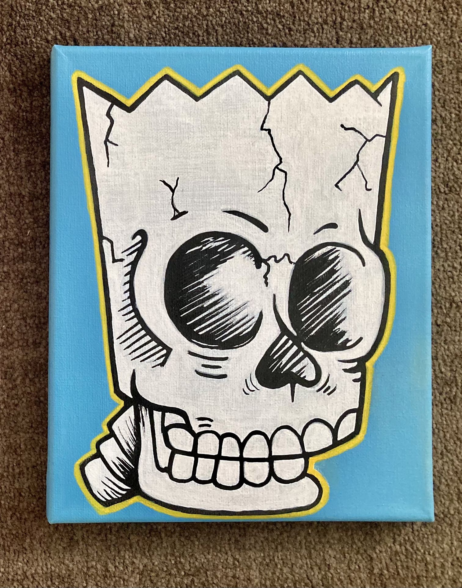 Bart Simpson Skull Art Painting Size 8x10 Inch